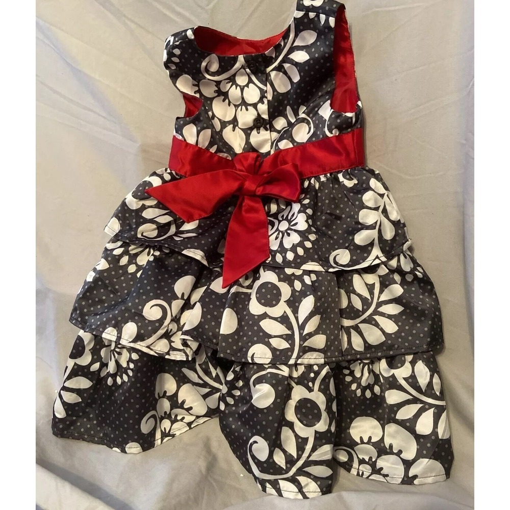 Carter Toddler 3T Sleeveless Ruffle Dress With Red Bow. Adorable Super Cute
